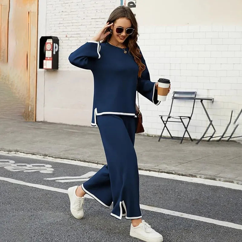 Elle — Women's Suit Set with Wide-Leg Pants for Elegance