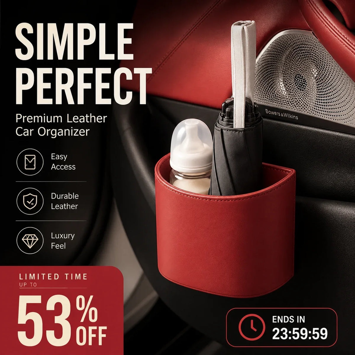 VeluraDrive — Leather Car Door Organizer | 50% OFF