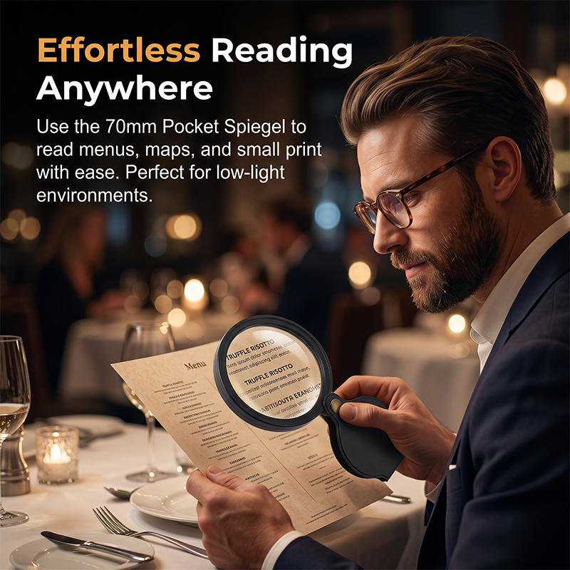 Foldable portable 15X magnifying glass with leather case — See Tiny Details Instantly