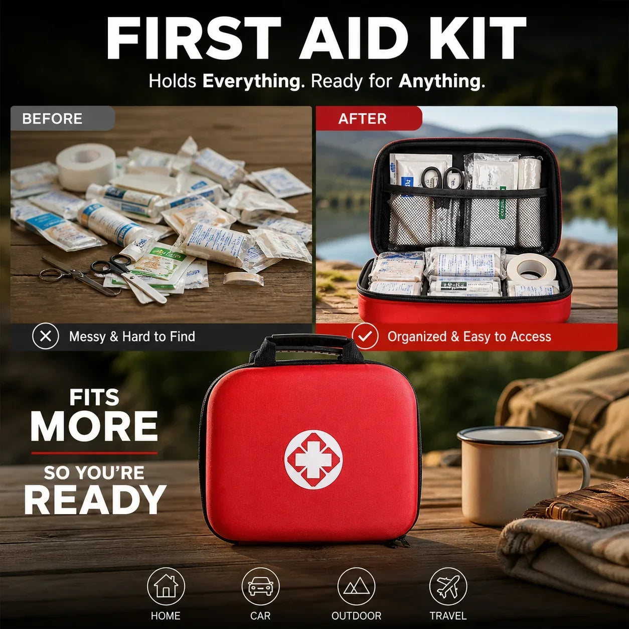 Portable first aid kit for home use - 26-piece set — Instant Calm, Total Control