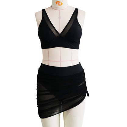 Lola - 3-Piece Ruched Mesh Bikini Set for Flattering Fit