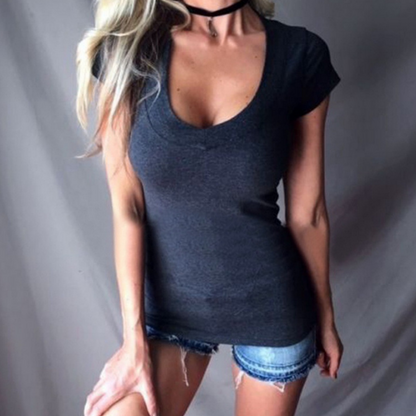 Sophia — Women's Summer Slim Top with Deep V-Neck