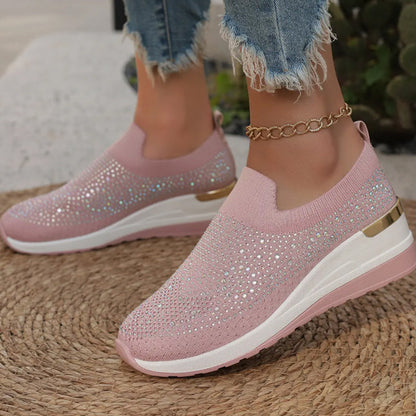 Luna – Breathable Slip-On Sneakers with Rhinestone Accents