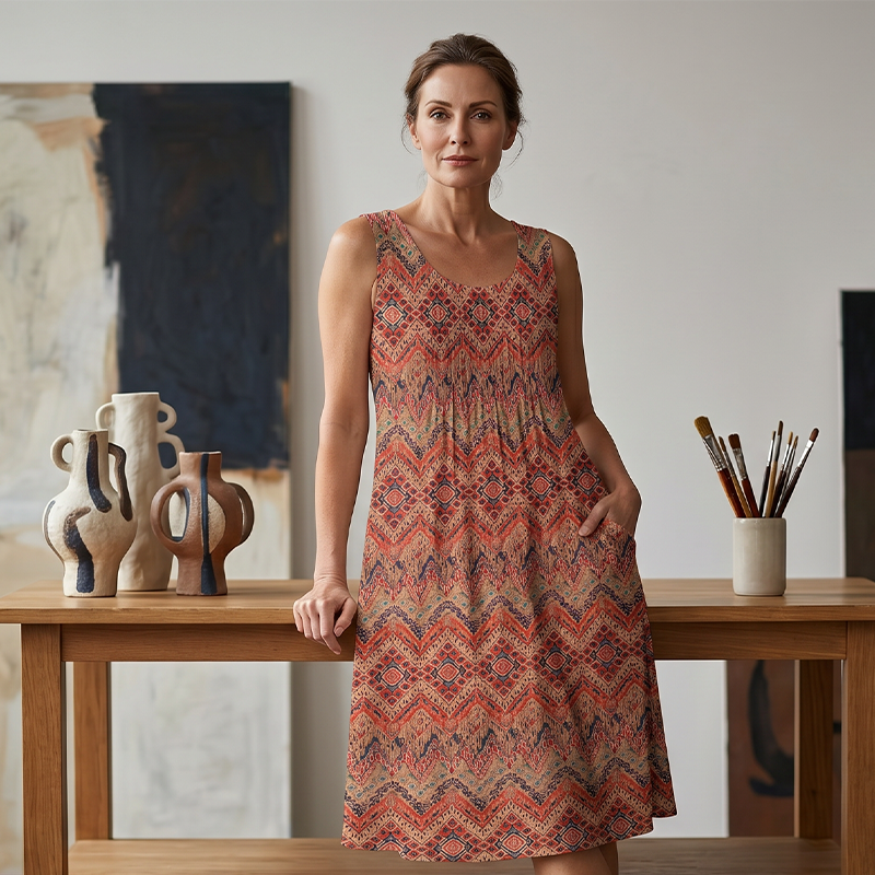 Purple – Flattering Sleeveless Dress with Breathable Fabric