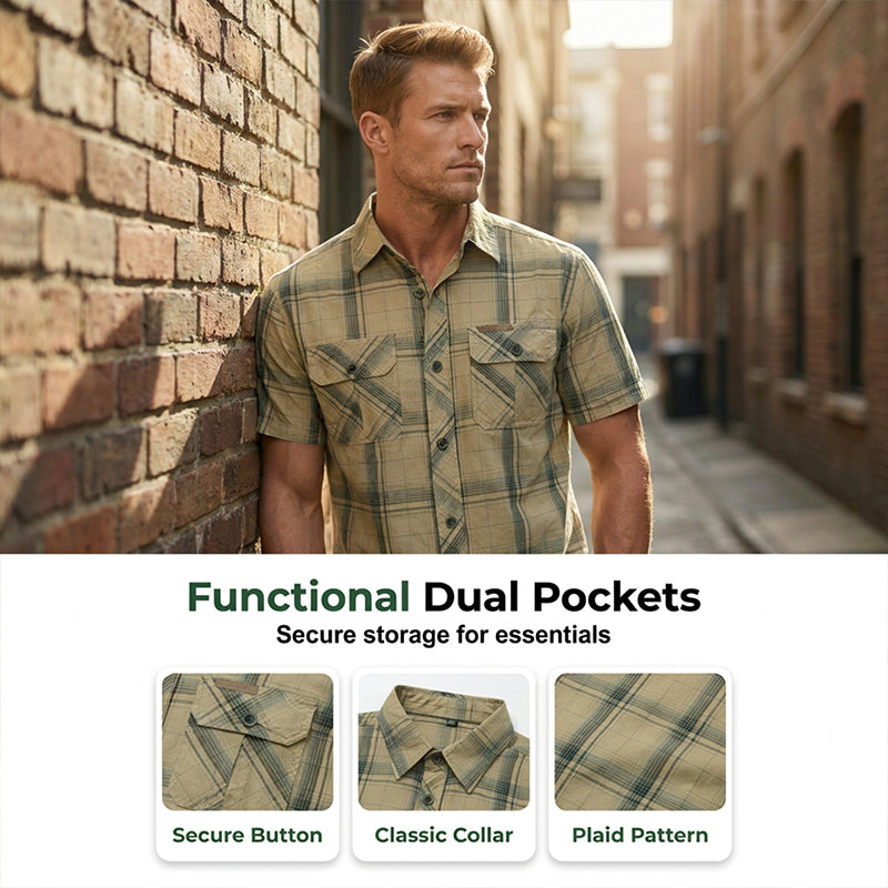 Emma – Short Sleeve Checkered Casual Shirt with Breathable Fabric