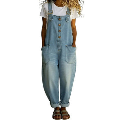 Maria – Casual-fitting denim overalls with adjustable buckles