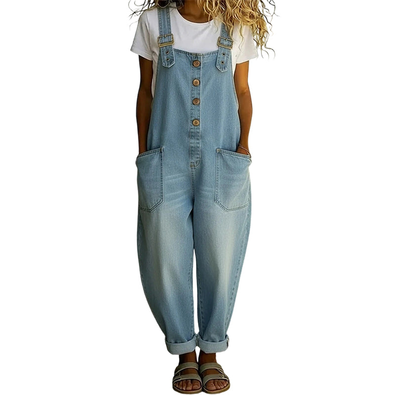 Maria – Casual-fitting denim overalls with adjustable buckles