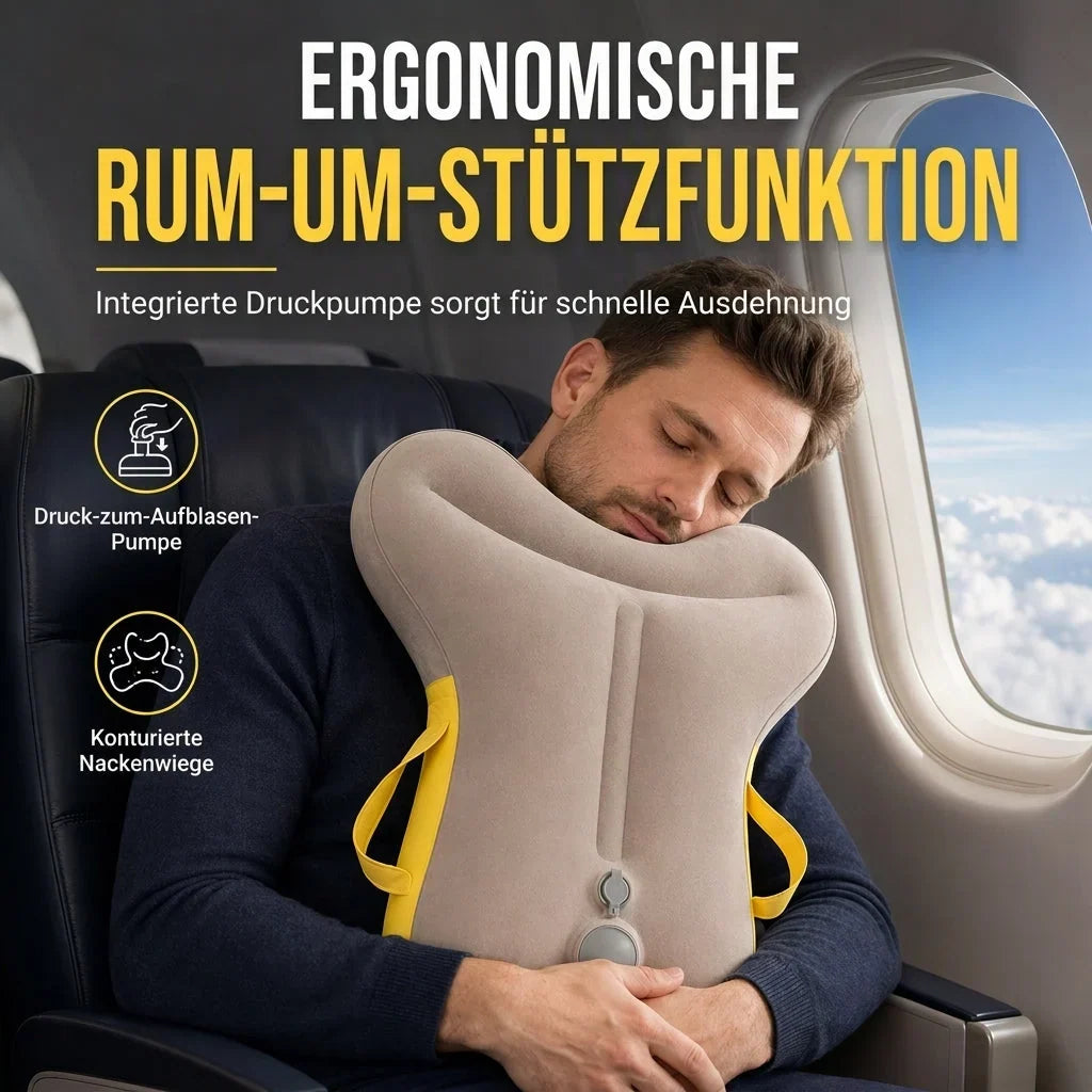 Almohada de viaje inflable — Descansa cómodamente donde quieras