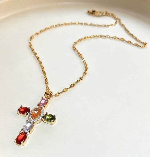 PrismAura Cross Necklace — Ignite Instant Glamour