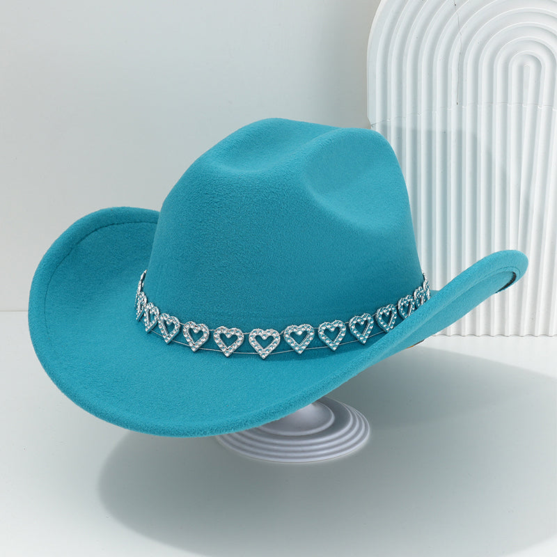 Amelia — Elegant Fedora Hat with Rhinestone Heart