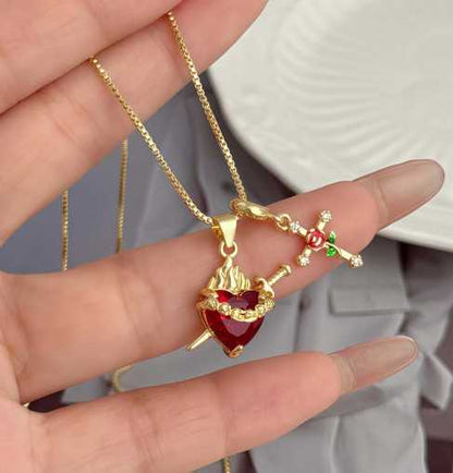 Amara – Double Pendant Necklace in Gold Finish with Adjustable Chain