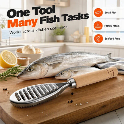 Wooden Fish Scaler — Fast, Easy, No-Slip Control