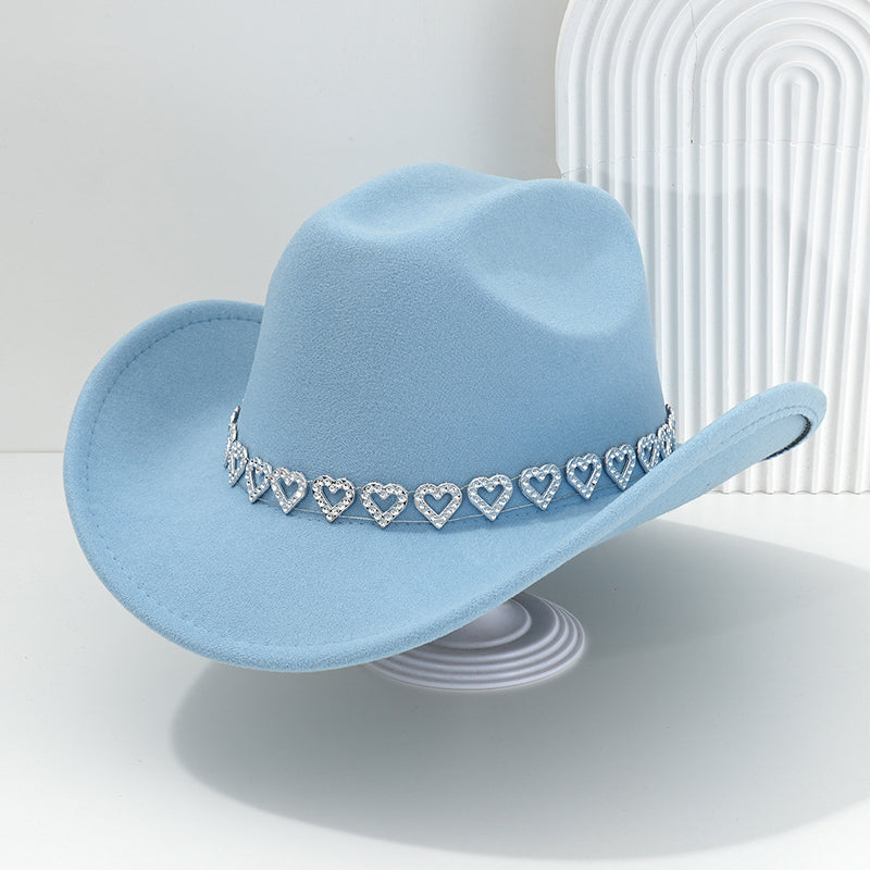 Amelia — Elegant Fedora Hat with Rhinestone Heart