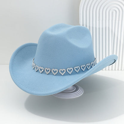 Amelia — Elegant Fedora Hat with Rhinestone Heart