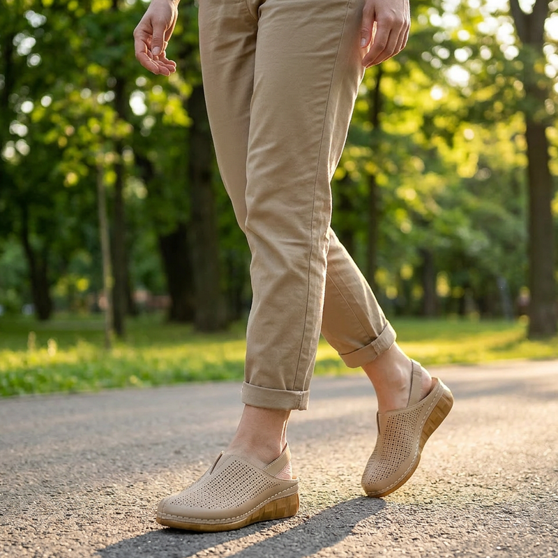 Ava – Perforated Wedge Sandals with Straps for All-Day Comfort