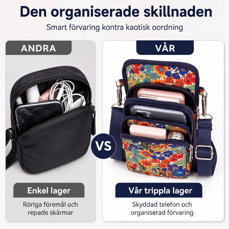 Madison — Compact Lightweight Shoulder Bag with Triple Compartments
