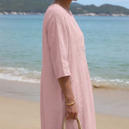 Maya – Casual Midi Dress with Delicate Embroidery