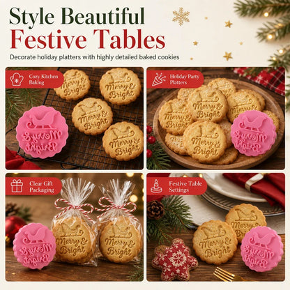 MerriMark Holiday Cookie Press Set — Perfectly Embossed Holiday Joy