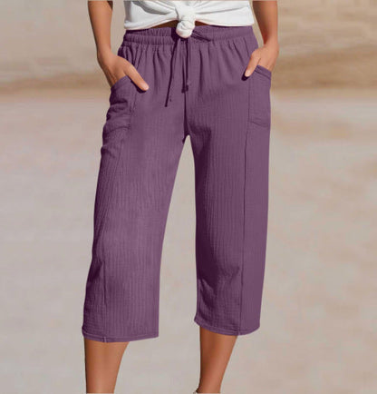 Ava – Lightweight pants made from a linen-cotton blend with adjustable waistband