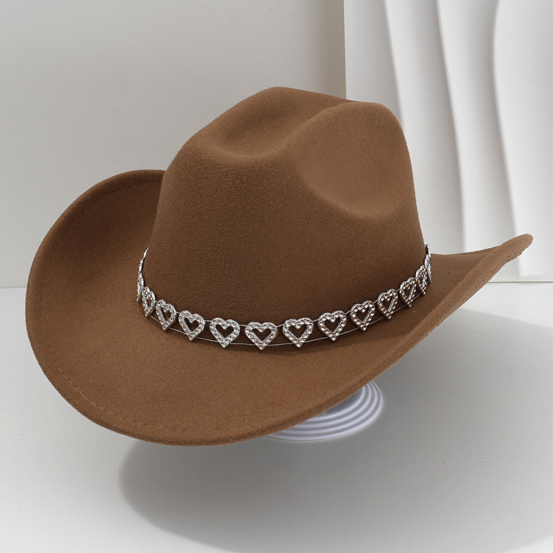 Amelia — Elegant Fedora Hat with Rhinestone Heart
