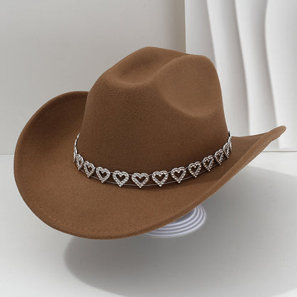 Amelia — Elegant Fedora Hat with Rhinestone Heart