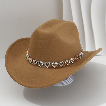Amelia — Elegant Fedora Hat with Rhinestone Heart