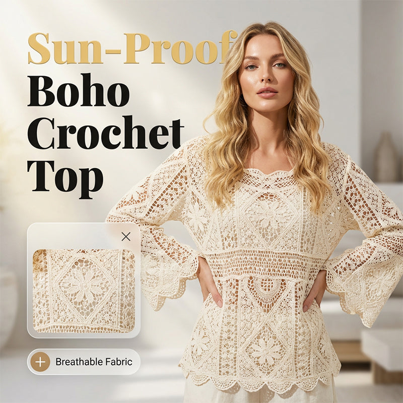 Summer Wrap – Airy Crocheted Beachwear with Flowing Sleeves