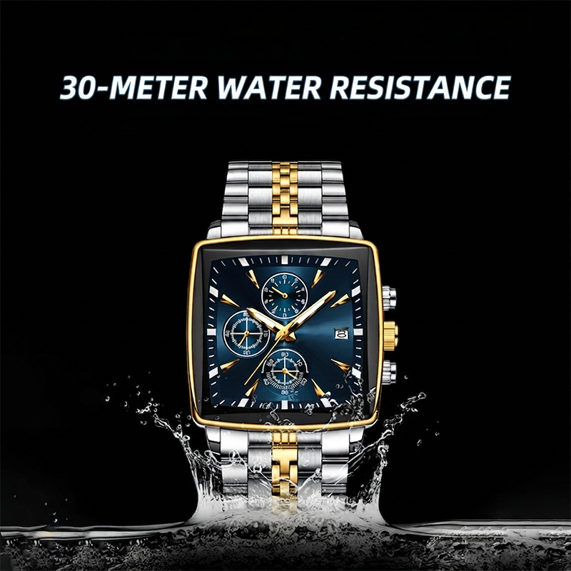 VeroLuxe Square Chronograph — Command Confidence Instantly