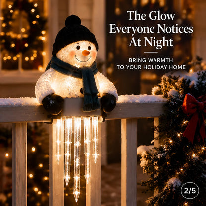 WinterSpirit Snowman Icicle Rail Light — Cozy Glow, Festive Magic