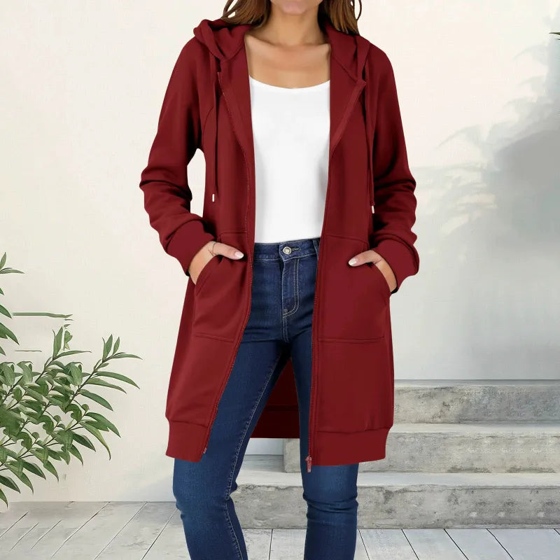 Elise — Full-Zip Long Hoodie Coat | 50% OFF