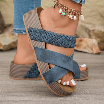 Heidi – Women's Sandals with Low Wedge Heel Made of PU for All-Day Comfort