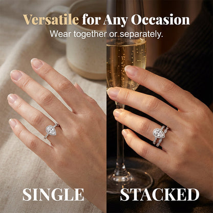 Claire – Vintage Pear-Shaped Zircon Two-Piece Ring Set