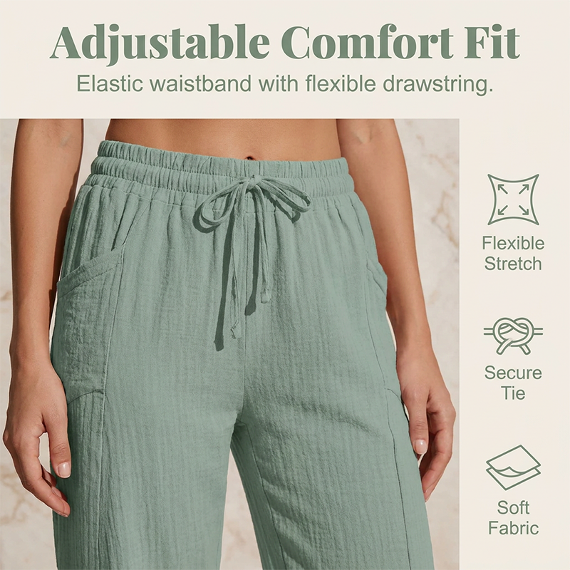 Ava – Lightweight pants made from a linen-cotton blend with adjustable waistband