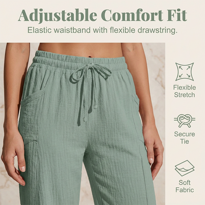 Ava – Lightweight pants made from a linen-cotton blend with adjustable waistband