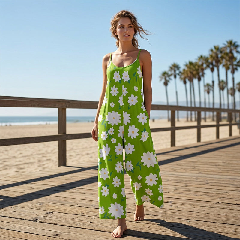 Leonie – Floral Jumpsuit with Pockets and Wide Leg Hem