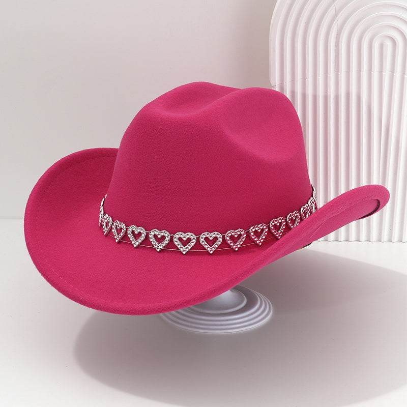 Amelia — Elegant Fedora Hat with Rhinestone Heart