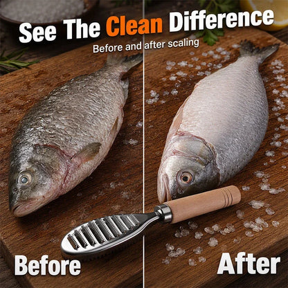 Wooden Fish Scaler — Fast, Easy, No-Slip Control