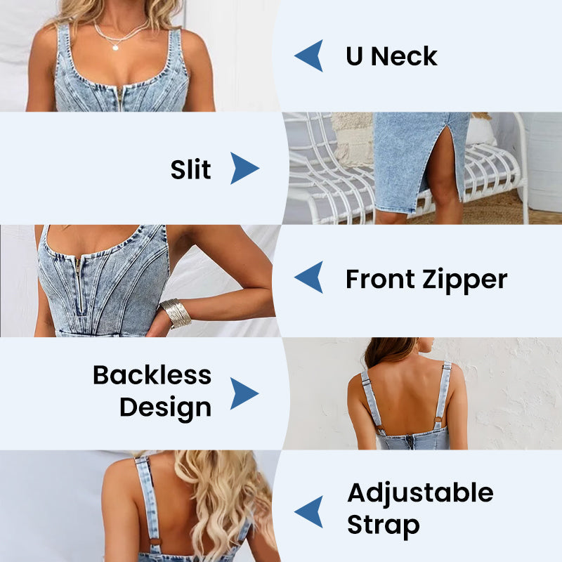 Angela – Denim Bodycon Dress | 50% OFF