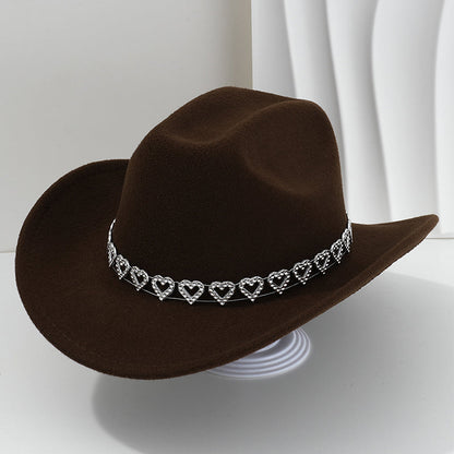 Amelia — Elegant Fedora Hat with Rhinestone Heart