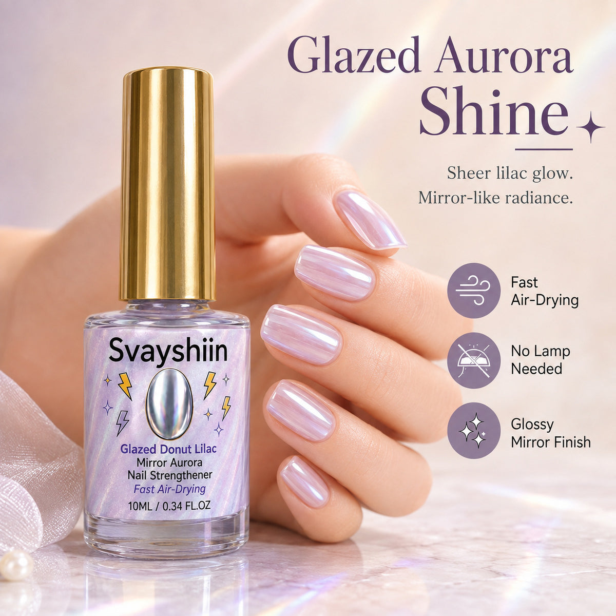 VelvetSheen — Lilac Aurora Nail Strengthener | 1+1 FREE
