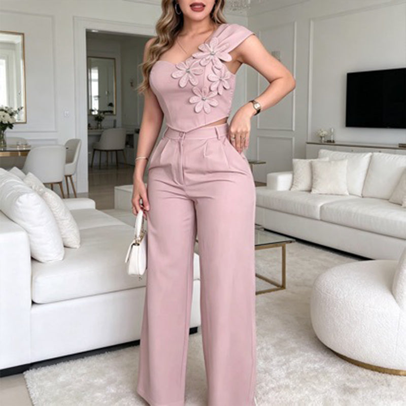 Fenna – Women's One-Shoulder Floral Two-Piece Set