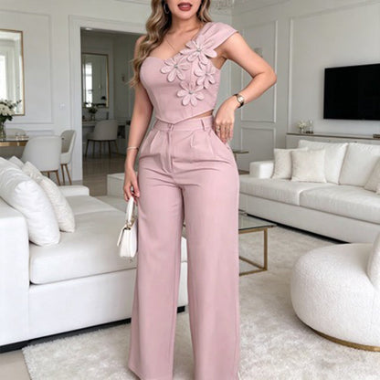 Fenna – Women's One-Shoulder Floral Two-Piece Set