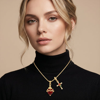 Amara – Double Pendant Necklace in Gold Finish with Adjustable Chain