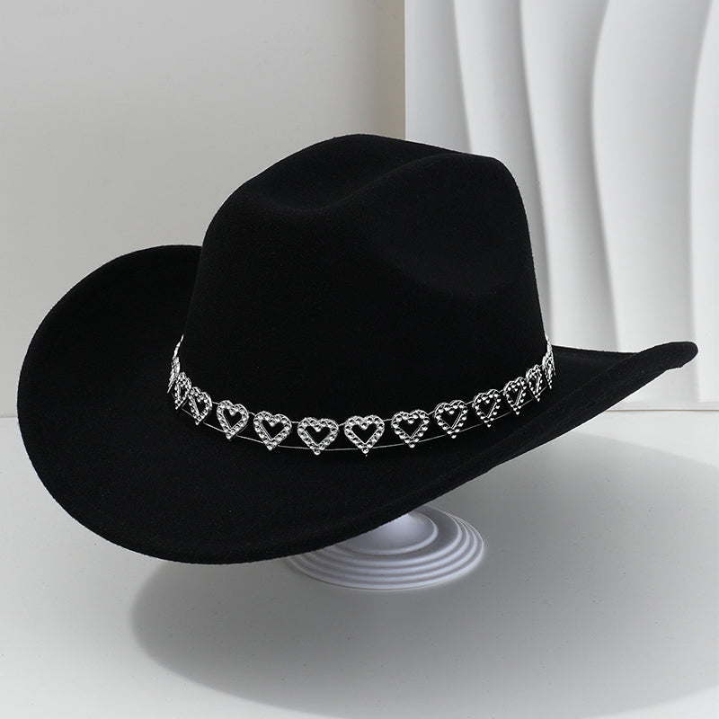 Amelia — Elegant Fedora Hat with Rhinestone Heart