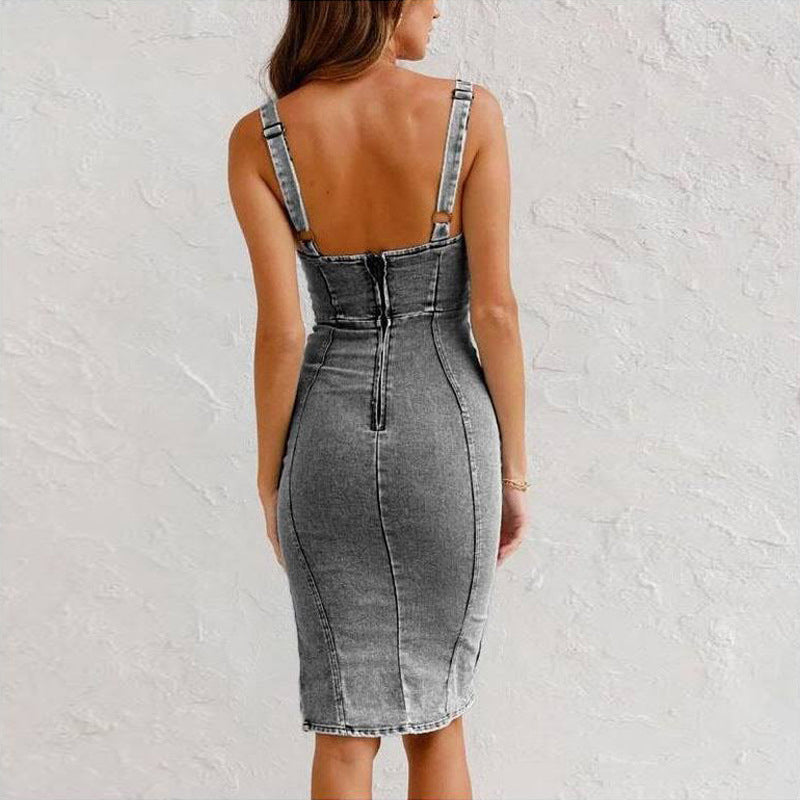Angela – Denim Bodycon Dress | 50% OFF