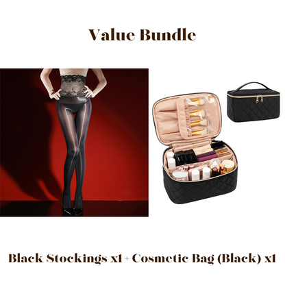 Rose – High-waisted mesh stockings with 3D rose embroidery