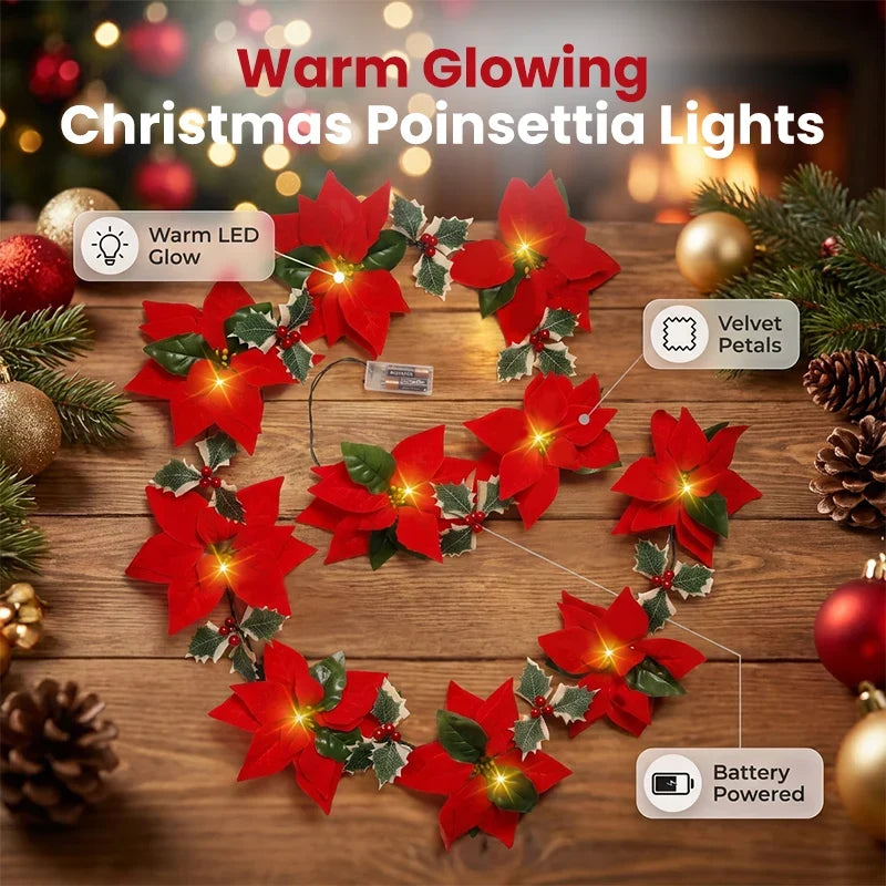 Poinsettia Light Garland — Spark Warm Holiday Magic
