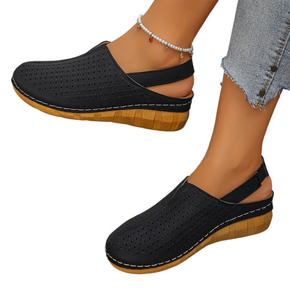 Ava – Perforated Wedge Sandals with Straps for All-Day Comfort