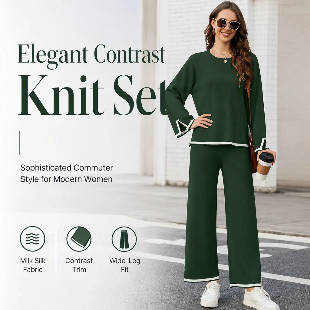 Elle — Women's Suit Set with Wide-Leg Pants for Elegance