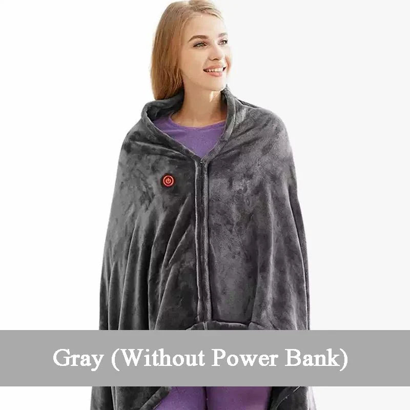 LumaComfort Heated Flannel Shawl — Cozy Warmth Anywhere